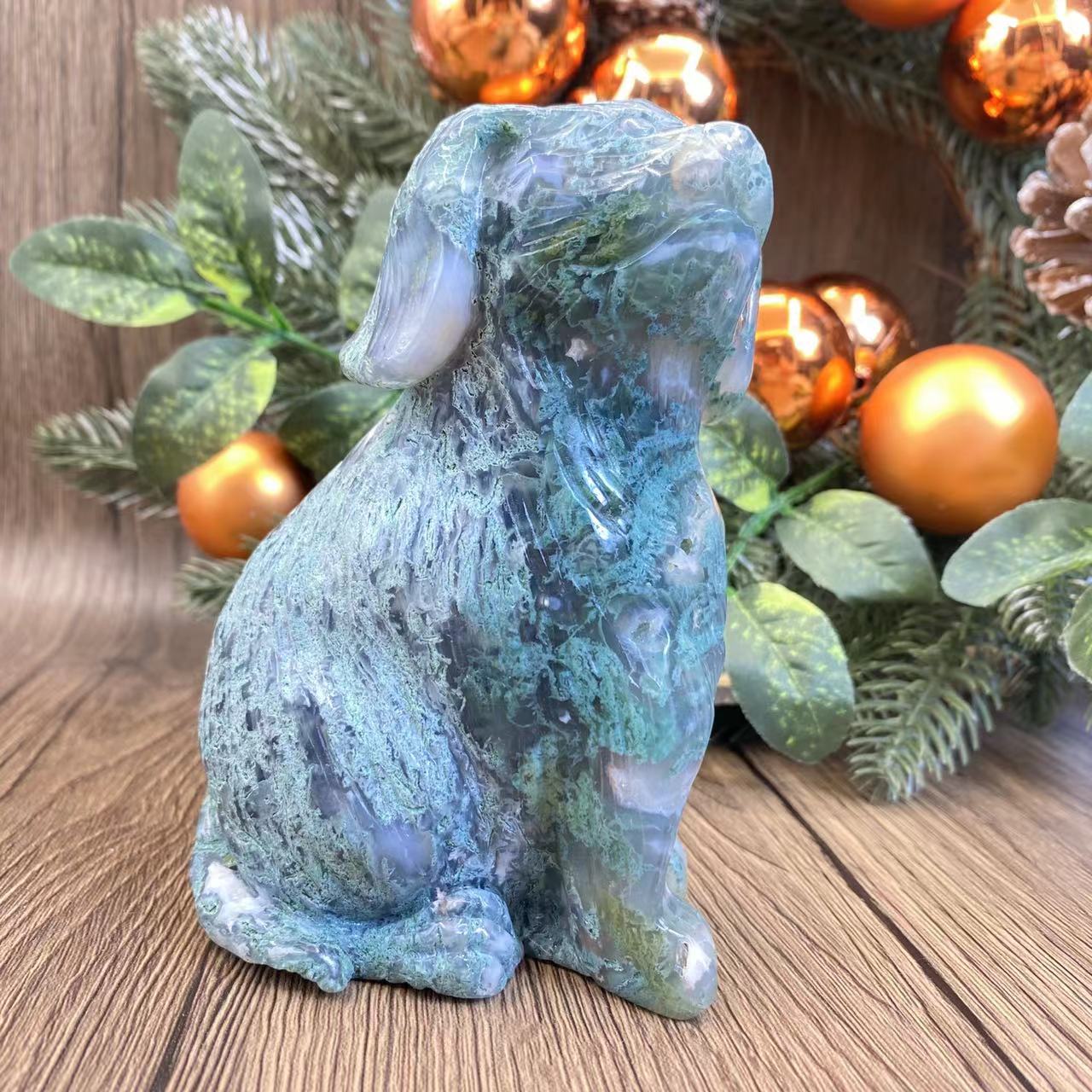 -天然苔アガタ犬 9*6*13cm 1.7ポンド