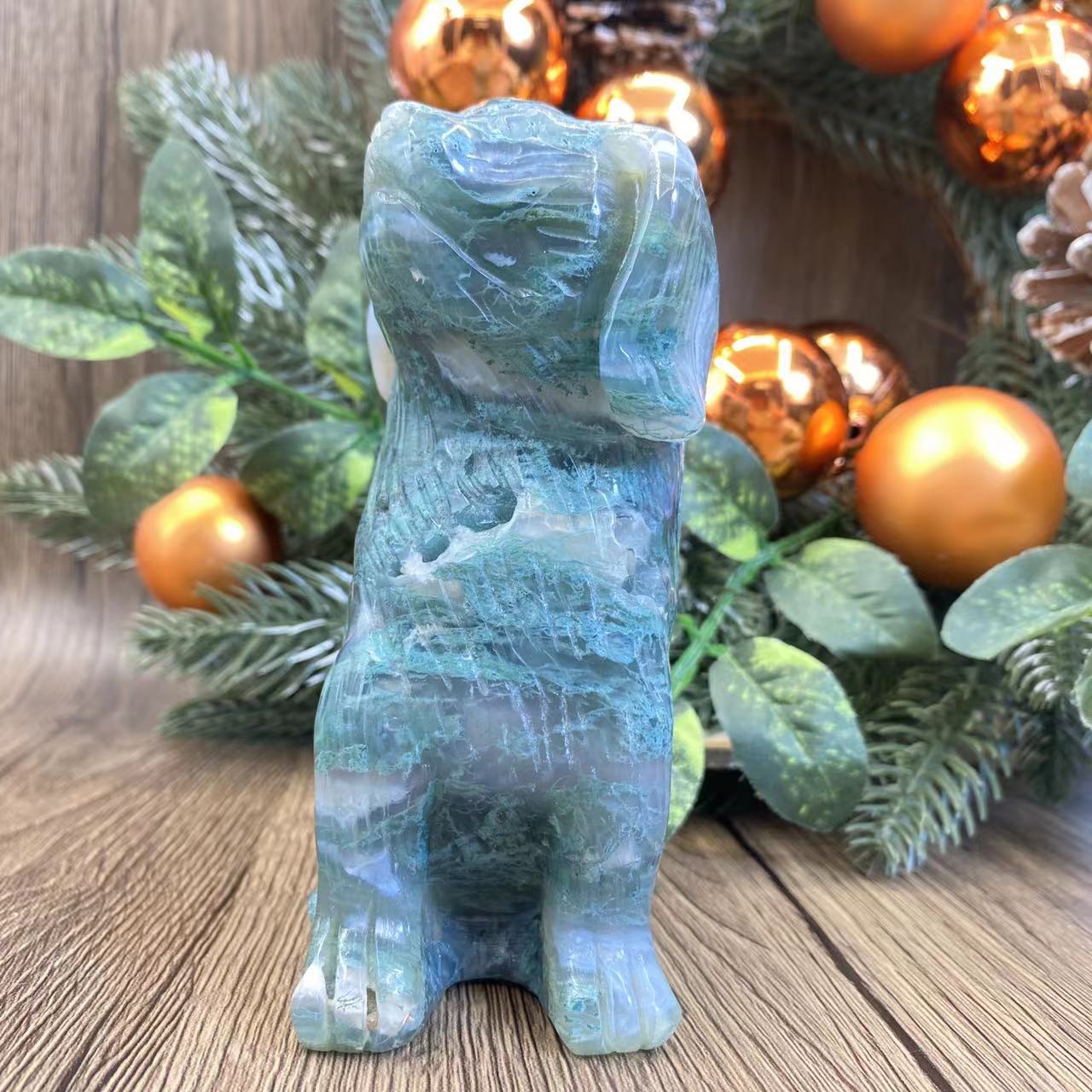 -天然苔アガタ犬 9*6*13cm 1.7ポンド