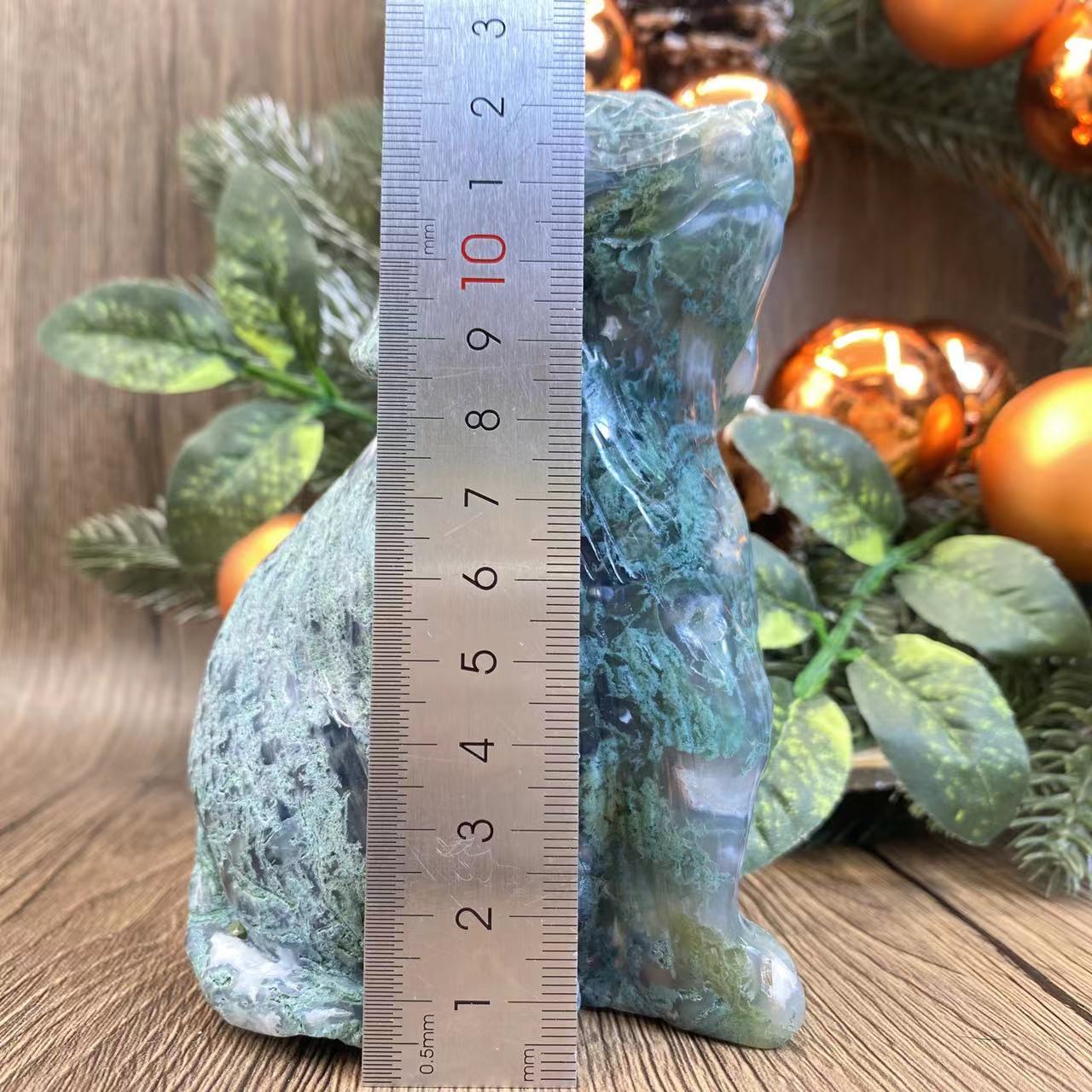 -天然苔アガタ犬 9*6*13cm 1.7ポンド