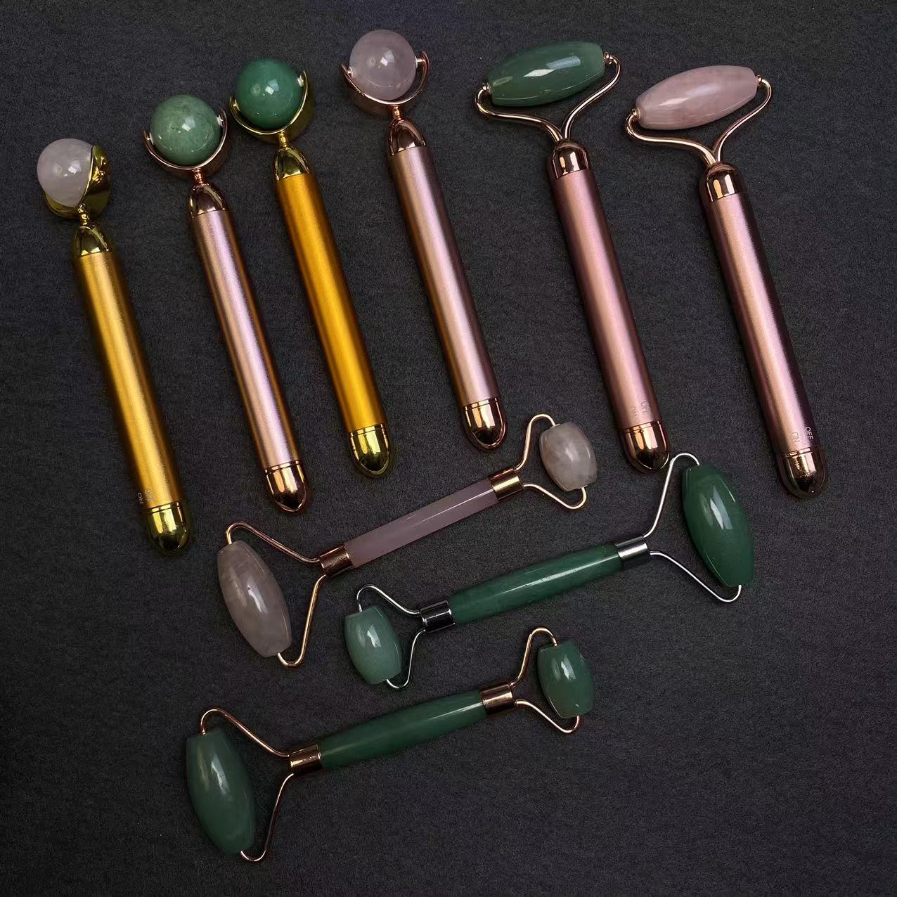 Natural Jade/Crystal Gold Beauty Bar Massage Stick - TikTok Special Offer