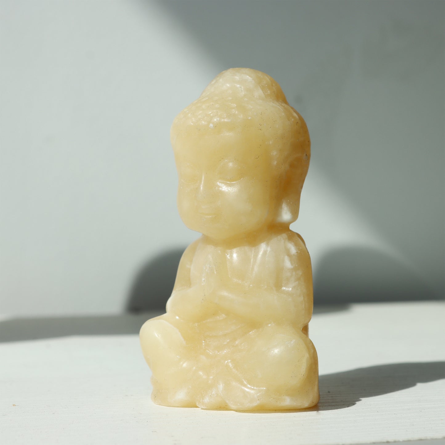 天然オレンジ方解石仏
