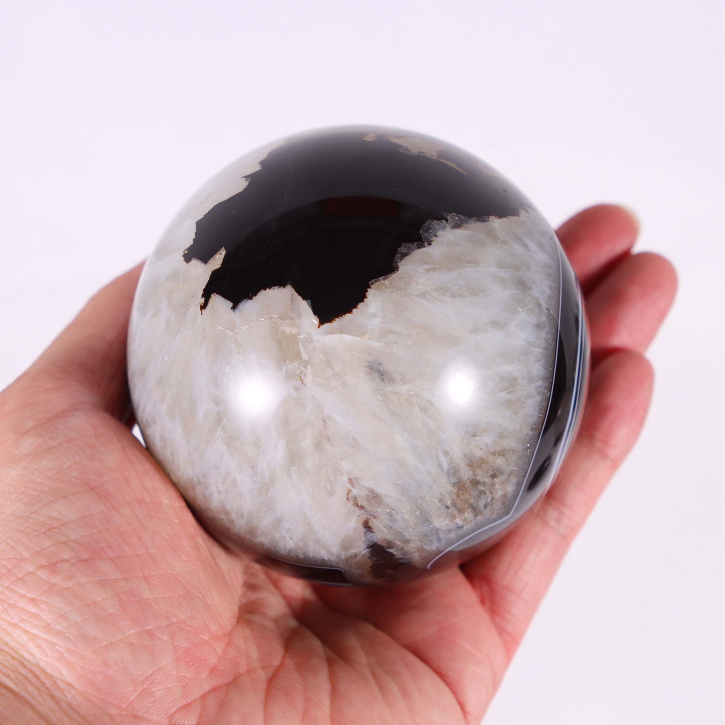 Natural Black Agate sphere