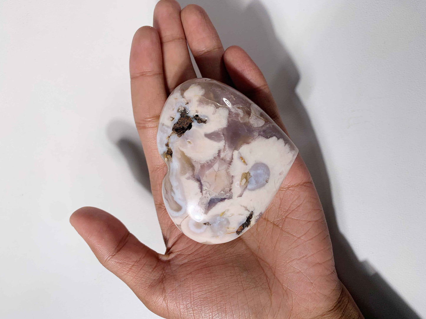 Natural Flower Agate Heart