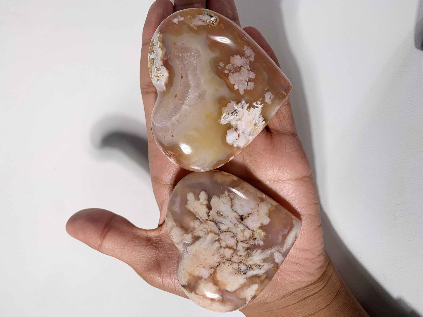 Natural Flower Agate Heart