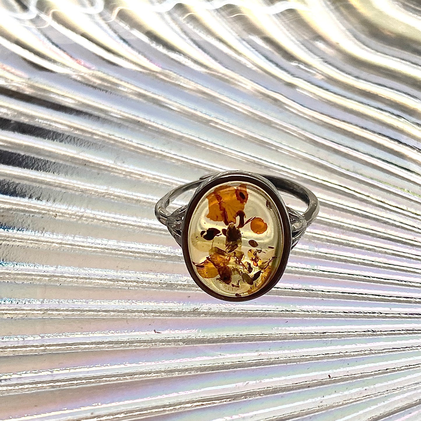 flower Amber ring
