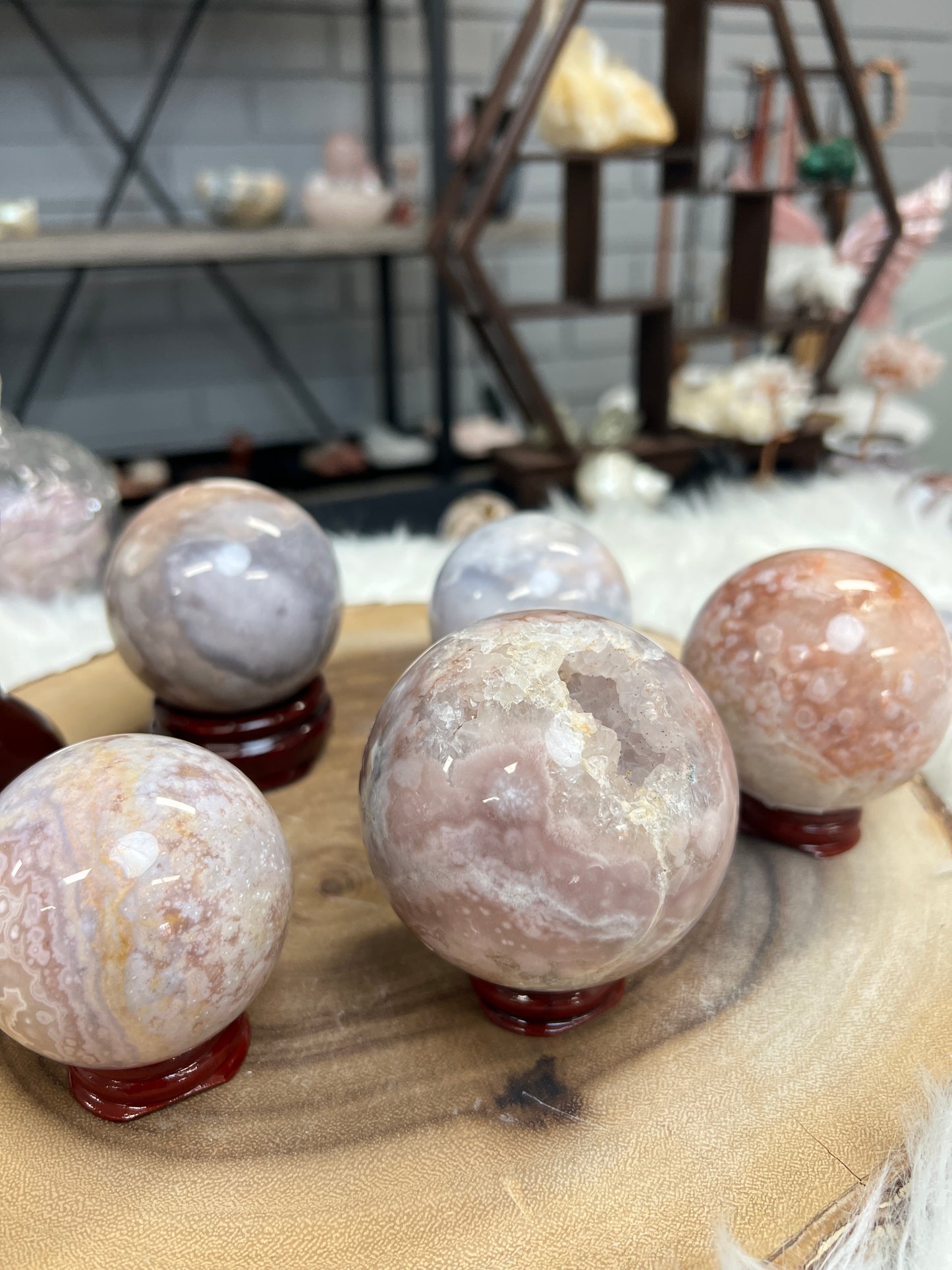 Flower Agate Spheres