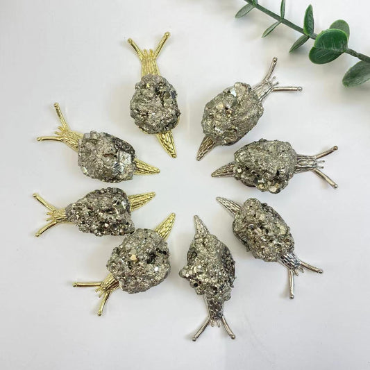 -天然黄鉄鉱カタツムリ 55*20*20mm 25g