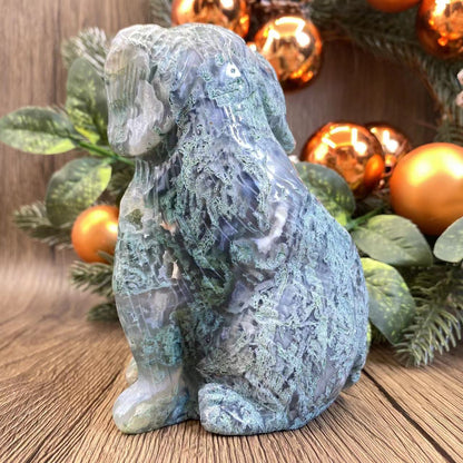 -天然苔アガタ犬 9*6*13cm 1.7ポンド