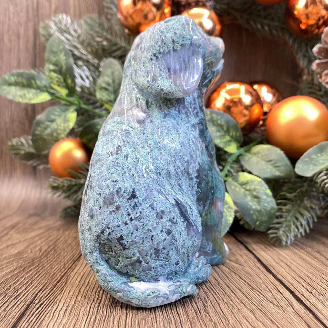 -天然苔アガタ犬 9*6*13cm 1.7ポンド