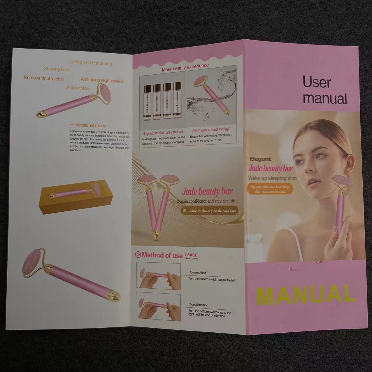 Natural Jade/Crystal Gold Beauty Bar Massage Stick - TikTok Special Offer