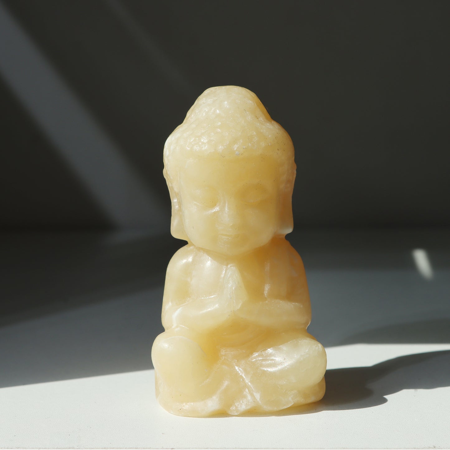 天然オレンジ方解石仏